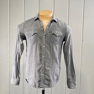 *TRUE RELIGION Button Down Striped Long Sleeve Shirt Sz S